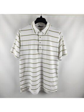 Zero Restriction Shirt Mens Large White Multi Striped S/S Golf Performance Polo